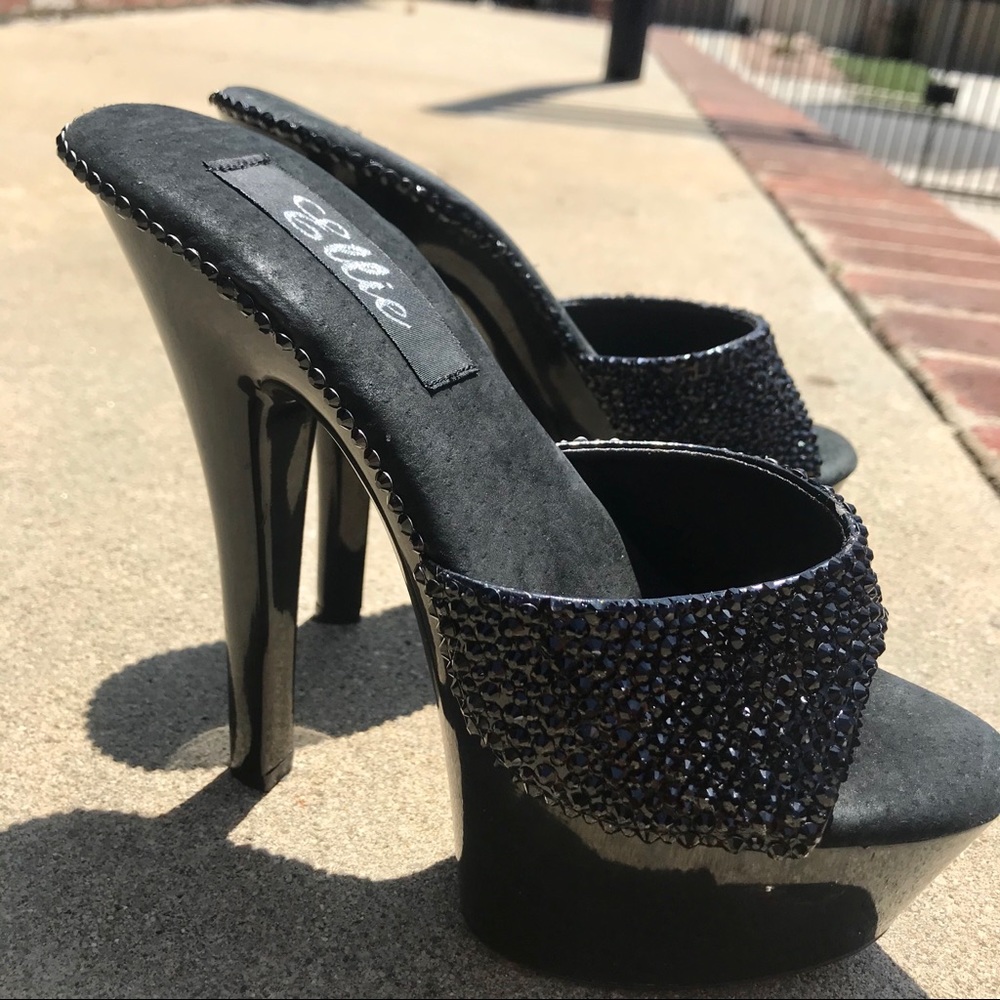 Black bedazzled heels